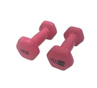 VIMAS SPORT Mancuernas de Vinilo, Set 2 Unidades, Acero con Recubrimiento Sintético, Rosa, 1 kg Cada una, Agarre Confortable, para Musculación
