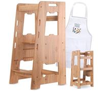 Vimeonline | torre de aprendizaje montessori + delantal infantil - torre de madera y ayuda en la cocina - torre de aprendizagem - torre de aprendizaje evolutiva de montaje rapido - regulable en altura