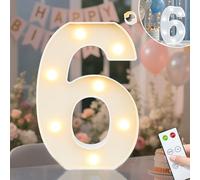 Vimlits Números iluminados para decoración de cumpleaños número 6 para niñas, luces LED con números iluminados para telón de fondo de fiesta, boda, aniversario, decoración de mesa de pared, blanco