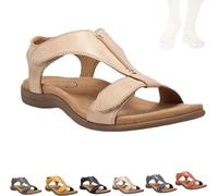 Vimlo Helpseason Sandalias ortopédicas cómodas for mujer, Libiyi Sandalias ortopédicas cómodas for mujer con soporte for el arco Sandalias de ajuste ancho(Beige,43)