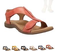 Vimlo Helpseason Sandalias ortopédicas cómodas for mujer, Libiyi Sandalias ortopédicas cómodas for mujer con soporte for el arco Sandalias de ajuste ancho(Red,41)