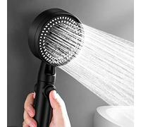 Vimlo Multi-Functional High Pressure Shower Head with 5 Modes,High Pressure Handheld Shower Head with Water Stop Switch, Water Saving, Easy to Install Shower SPA Experience (Color : Black)