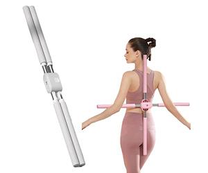 Vimlo Posture Corrector, Yoga Sticks Stretching Tool, Anti Hunchback Cross Stick, Retractable Humpback Correction Stick Open Shoulders & Back, for Teenagers Students Adults (Color : Gray)