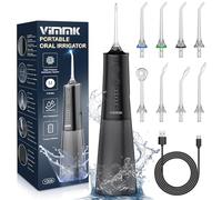 Vimmk Irrigador oral inalámbrico, hidropulsor dental de agua con irrigador oral dental recargable impermeable IPX7 para viajes a casa (negro)