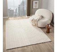 VIMODA Alfombra Prime Tipo Shaggy de Pelo Largo en Color Turquesa, alfombras Modernas para el salón y el Dormitorio, Farbe:Creme, Maße:120x170 cm