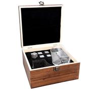 Vin Bouquet Fia 1366 Set Whiskey Caja Madera con Piedras Enfriar y Copas Cristal Accesorios Whisky Regalo