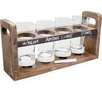 Vin Bouquet FIA 256 - Set de Cata de Cerveza con Bandeja de Madera y 4 Vasos de Cristal