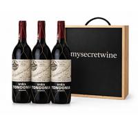 Viña Tondonia Reserva D.O.Ca. Rioja - Pack de 3 Botellas de 750 ml con Caja de Madera Premium | Bodegas R. López de Heredia | Estuche Regalo para Amantes del Vino -MYSECRETWINE-