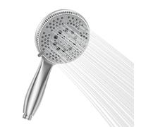 Vinabo 5 Modos Cabezal Alta Presión Teléfono Alcachofa Cromada 120mm para Duchas-Fácil Instalación, Plata