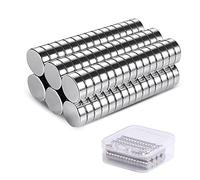 Vinabo 60 Unidades Imanes de Neodimio 6x3 mm, Imán Redondo Pequeño Fuerte para Nevera, Bricolaje, Manualidades, Oficina, Pinboard, Pizarra Magnética, Mapa, Frigorífico - Plata