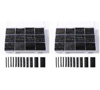 Vinabo 900 Piezas Tubos Termorretráctiles, Termoretractil，Termoretractil para Cables, Kit de Surtido de Tubos de Envoltura de Cableado Retráctil, 12 Tamaños-Relación de Contracción 2:1-Negro