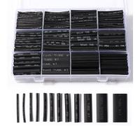 Vinabo 900 piezas vainas termocontraíbles negras, tubos termocontraíbles para aislamiento eléctrico, protección de cables, 12 tamaños, relación de contracción 2:1