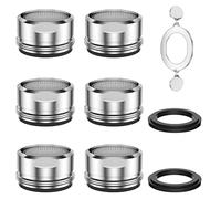 Vinabo Aireador de grifo 6 piezas M24 filtro grifo cocina, iltro para grifo, boquilla grifo, de acero inoxidable con aireadores de ABS para grifo baño + 8 juntas y 1 llave cromada, De Plata