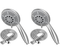 Vinabo Alcachofa de ducha + 1,5 m flexible de ducha de acero tubo, 5 funciones de chorro, ducha multifunción de alta presión, ABS cromado, rociador de ducha antical, alcachofa con boquilla, Plata