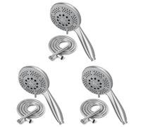 Vinabo Alcachofa de ducha + 1,5 m flexible de ducha de acero tubo, 5 funciones de chorro, ducha multifunción de alta presión, ABS cromado, rociador de ducha antical, alcachofa con boquilla, Plata