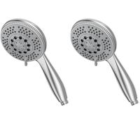 Vinabo Alcachofa de ducha, 5 chorros, universal, ajustable, funciones de cabeza de ducha de mano de alta presión, ABS cromado, alcachofa con boquilla de silicona y mango ergonómico, Plata