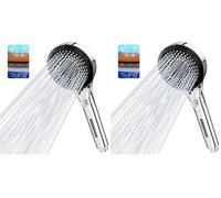Vinabo Alcachofa de Ducha Con Filtro Para 6 Modos, Alcachofa Ducha Alta Presión con Filtración de 3 Capas FáCil De Instalar - Plata (Paquete de 2)