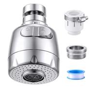 Vinabo Boquilla Grifo 360° 2 Modos, Aireador Cocina | Difusor Giratorio con Adaptador M22/M24, Filtro Antisalpicaduras Ahorrador para Fregadero, Lavabo, Cocina y Baño