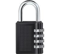 Vinabo Candado de Seguridad numerico con Combinacion de 4 Digitos, para Mochilas, Maletas, Taquillas de Gimnasio, Casilleros Escolares, Equipaje,Negro
