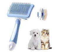 Vinabo - Cepillo autolimpiante para perros pequeños, 2 en 1, para pelo largo o corto, azul, para adultos con mascotas, unisex