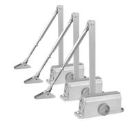 Vinabo Cierrapuertas hidráulico automático, Cierrapuertas con Retenedor, Cierrapuertas Muelle de Aluminio, Cierre Automático Ajustable, para Comercial y Hogar Puerta de 15-45 kg, plata (Paquete de 3)