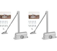 Vinabo Cierrapuertas hidráulico automático, Cierrapuertas con Retenedor, Cierrapuertas Muelle de Aluminio, Cierre Automático Ajustable, para Comercial y Hogar Puerta de 15-45 kg, plata (Paquete de 2)