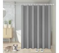 Vinabo Cortina de Ducha Gris 180 x 200 cm, Cortinas Baño Tela con 12 Ganchos PEVA, Cortina Ducha para Baño, Bañera (Paquete de 5)