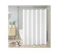 Vinabo Cortina de Ducha PEVA Blanca 180 x 200 cm con 12 Ganchos | Cortina Impermeable Ligera para Bañera y Baño, Fácil de Limpiar, para Hogar, Apartamento, Hotel y Gimnasio