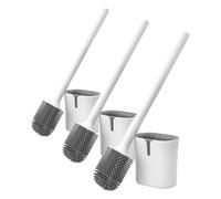 Vinabo Escobillas de Baño, Escobilla WC de Inodoro de Silicona, Cepillo de Aseo Plano, Escoba Inodoro, Secado rápido, Antigoteo, Cepillo de Inodoro, Montaje en Pared/Suelo, Color Blanco (Paquete de 3)