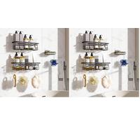 Vinabo Estantería de baño con jabón, 3 Unidades, Estante de Ducha sin perforación, Accesorio de baño antioxidante, Almacenamiento de Ducha con Ganchos, Esenciales para el Cuarto, Cocina (Paquete de 2)