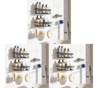 Vinabo Estantería de baño con jabón, 3 Unidades, Estante de Ducha sin perforación, Accesorio de baño antioxidante, Almacenamiento de Ducha con Ganchos, Esenciales para el Cuarto, Cocina (Paquete de 3)