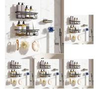 Vinabo Estantería de baño con jabón, 3 Unidades, Estante de Ducha sin perforación, Accesorio de baño antioxidante, Almacenamiento de Ducha con Ganchos, Esenciales para el Cuarto, Cocina (Paquete de 5)