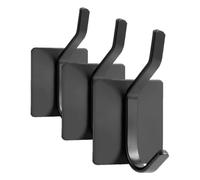 Vinabo Ganchos Adhesivos para Pared de 4 piezas, Colgadores Adhesivos Resistentes para Armarios, Puertas, Paredes, Sin Taladrar, Inoxidables (Negro) (Paquete de 3)