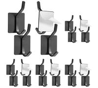 Vinabo Ganchos Adhesivos para Pared de 4 piezas, Colgadores Adhesivos Resistentes para Armarios, Puertas, Paredes, Sin Taladrar, Inoxidables (Negro) (Paquete de 5)