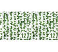 Vinabo Hiedra Artificial Decoración de Habitación, 12Pcs 2.1 m Hiedra Artificial Planta, Guirnalda de Lazos para Habitación, Cocina, Patio, Columpio, Boda, Oficina, Fiesta, Verde (Paquete de 2)