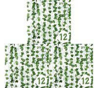 Vinabo Hiedra Artificial Decoración de Habitación, 12Pcs 2.1 m Hiedra Artificial Planta, Guirnalda de Lazos para Habitación, Cocina, Patio, Columpio, Boda, Oficina, Fiesta, Verde (Paquete de 3)