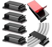 Vinabo Juego de 10 Clips de Cable Autoadhesivos Duraderos, Organizador de Clips de Cable, Kit Organizador de Cables, Clip de Cable Autoadhesivo Para TV, PC, Escritorio, Hogar, Oficina, Negro