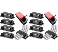 Vinabo Juego de 10 Clips de Cable Autoadhesivos Duraderos, Organizador de Clips de Cable, Kit Organizador de Cables, Clip de Cable Autoadhesivo Para TV, PC, Escritorio, Hogar, Oficina, Negro