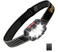 Vinabo - Lámpara frontal LED 500LM ultra potente, 6 modos, 30° ajustable, IPX4 impermeable, linterna para camping, pesca, ciclismo, carreras, lectura, funciona con 3 pilas