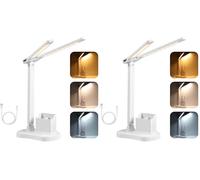 Vinabo LED Lámpara de Escritorio, 3 Brillo 3 Colores Flexo Led Escritorio, Carga USB Luz de Escritorio para Lectura Estudio Plegable, Táctil, Regulable, Niño, Dormitorio,Cabecera,Oficina