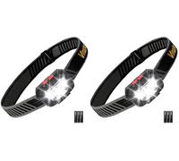 Vinabo Linterna Frontal,ultra Potente de 6 Modos, 500 LM, Linterna LED Ajustable en 30°, para Lectura, Ciclismo, Correr, 3 Pilas AAA Incluidas (Paquete de 2)