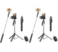 Vinabo Palo para Selfie, Bluetooth 3 en 1, trípode para Smartphone, 160 cm, Palo Selfie retráctil, estabilizador con Mando a Distancia extraíble y rotación de 360°, para iPhone, Galaxy, Huawei