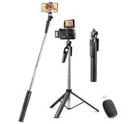 Vinabo Palo para Selfie, Bluetooth 3 en 1, trípode para Smartphone, 160 cm, Palo Selfie retráctil, estabilizador con Mando a Distancia extraíble y rotación de 360°, para iPhone, Galaxy, Huawei