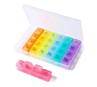 Vinabo Pastillero Semanal 7 Días, Pastillero Diario con 28 Compartimentos para Vitaminas, Suplementos y Medicamentos - Multicolor