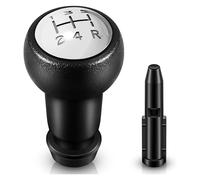 Vinabo Pomo Palanca de Cambios 5 Velocidades con Adaptador para Peugeot 206 | Negro cromado para 106 107 205 306 307 308 406 2008 3008, Picasso Saxo C1 C2 C4, para renovar el interior del coche