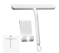 Vinabo Rasqueta Limpiacristales de Silicona para Ducha con Soporte, 21cm, Limpia Mamparas, Espejos y Ventanas sin Dejar Rayas, Diseño Ergonómico Antideslizante, Blanco