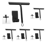 Vinabo rasqueta limpiacristales Ducha,Limpia Cristales mamparas Ducha, Limpia mamparas con Soporte para Ducha, baño, Azulejos, Espejos, Ventanas (21 cm, Negro) (Paquete de 5)