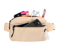 Vinabo Riñonera Mujer Hombre con Conector para Auriculares y 2 Bolsillos con Cremallera, cinturón Ajustable, Bolsa para Entrenamiento al Aire Libre, Viajes, Casual, Correr, Senderismo, Caqui