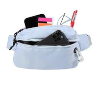 Vinabo Riñonera Mujer Hombre con Conector para Auriculares y 2 Bolsillos con Cremallera, cinturón Ajustable, Bolsa para Entrenamiento al Aire Libre, Viajes, Casual, Correr, Senderismo, Azul