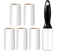 Vinabo Rodillo Quita pelos Mascotas - Rodillo antipelusas y antipelusas + Rodillo Adhesivo para Ropa - 1 Mango + 6 Rollos, 360 Hojas - Ideal para Ropa, sofá, Cama y Pelo de Gato/Perro
